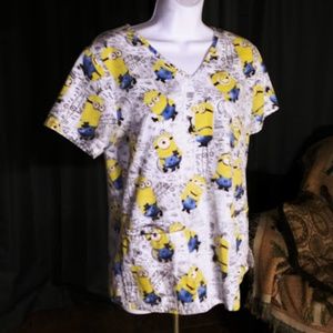 Ladies Small Minion Scrub Top